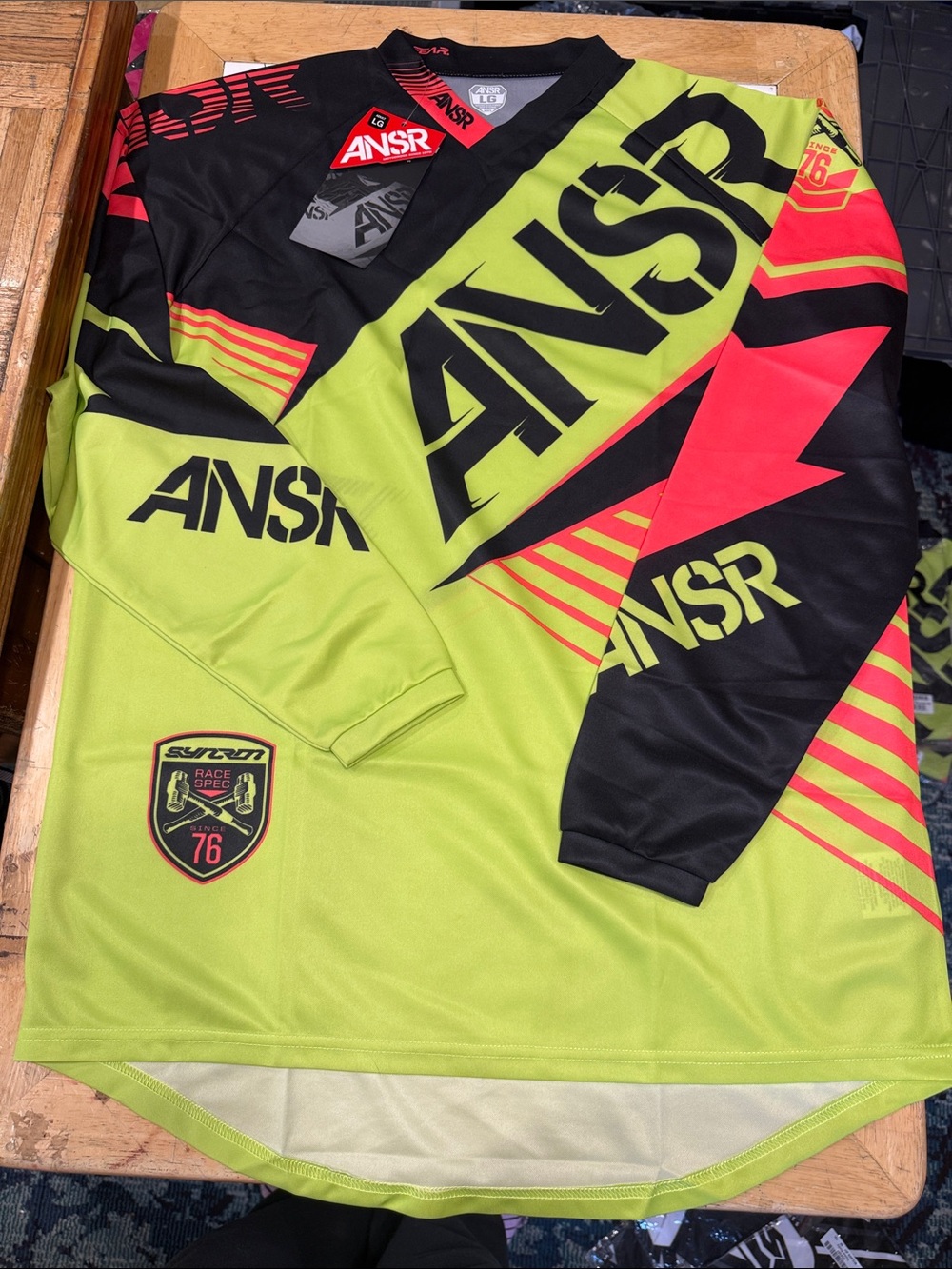 ANSR Adult Lime, Black & Neon Pink Long Sleeve Motocross Jersey